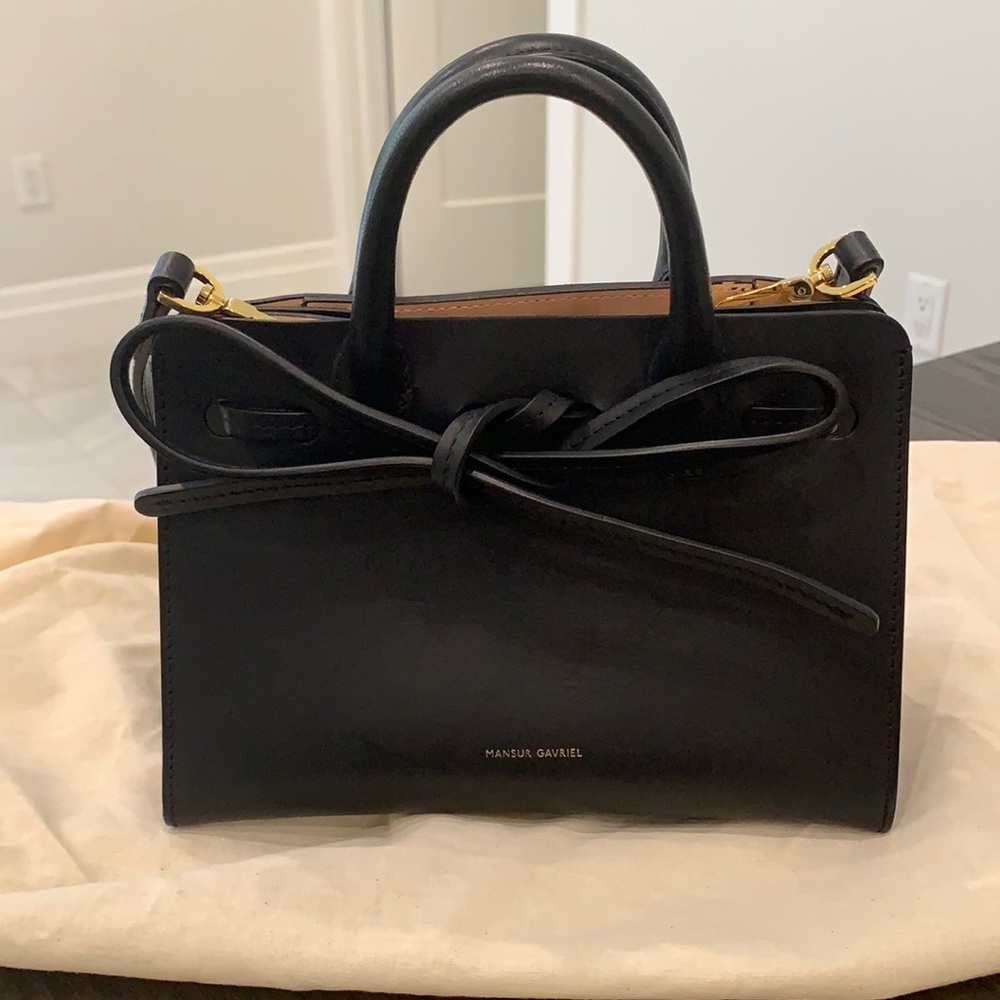 Mansur Gavriel Cammello mini mini sun bag black with blush interior
